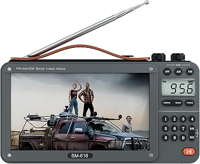 ONGTEED 720P 7-Inch Screen AM/FM Video Radio with Bluetooth Speaker