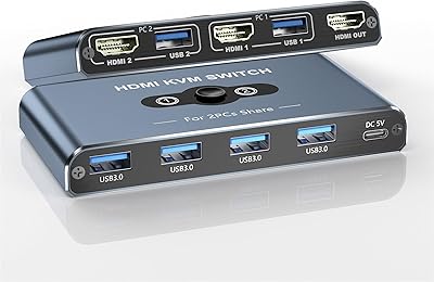 AUKOKIOULA KVM Switch 2 Computers 1 Monitor 4K@60Hz