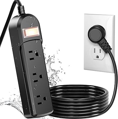 Qiyuan IPX6 Outdoor Power Strip with 3 Outlets and 10FT Extension Cord