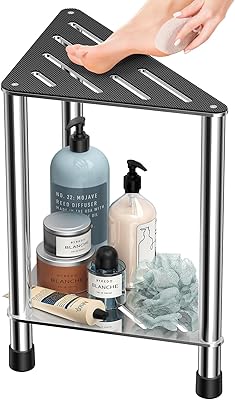LarFaFa Stainless Steel Shower Stool with Storage Shelf