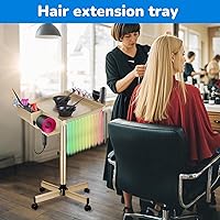 Qinrunkoi Salon Rolling Tray on Wheels, Adjustable Height (Gold) — image 7