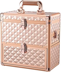 Makeup Train Case Rose Gold with Mirror and Drawer Review