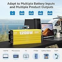 XWJNE 1200W Pure Sine Wave Inverter 12V DC to 120V AC — image 2