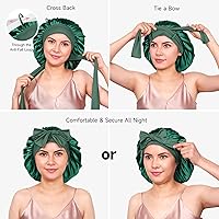 YFONG 100% 22 Momme Mulberry Silk Bonnet for Sleeping - Green — image 6