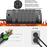 QINLIANF Surge Protector Power Strip 24 Outlets 4 USB Ports — image 6