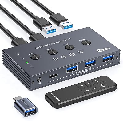 TJCXELE USB 3.2 Switch Selector 4 Computers