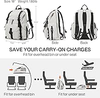 mixi Travel Backpack for Women Men 18 Inch Carry On Laptop Backpack — image 5
