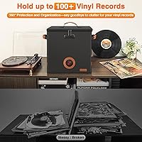 Adworte Vinyl Record Storage Box with Lock, Fireproof & Water Resistant, Holds 100+ Records — image 3