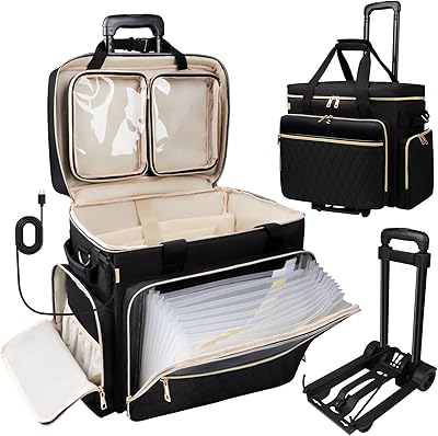 SIYNPAV Rolling Teacher Bag with Accordion File Organizer