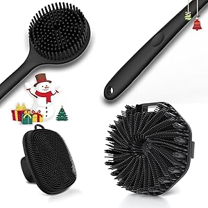 QiaKeoo Silicone Bath Brush Set (Black, 3 Pcs) Review