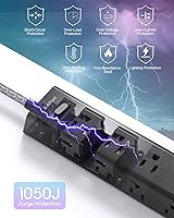 Addtam Surge Protector Power Strip 25 FT Extension Cord with 12 Outlets and 3 USB Ports — image 5