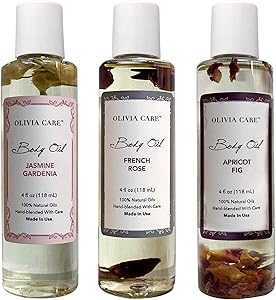 Olivia Care 3 Pack Body Oils: Apricot Fig, French Rose, Jasmine Gardenia, 12oz Review