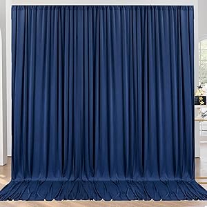 NSSONBEN 10ft x 10ft Navy Blue Backdrop Curtains, 2 Panels 5x10ft