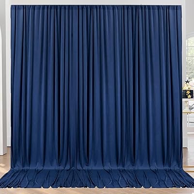 NSSONBEN 10ft x 10ft Navy Blue Backdrop Curtains, 2 Panels 5x10ft