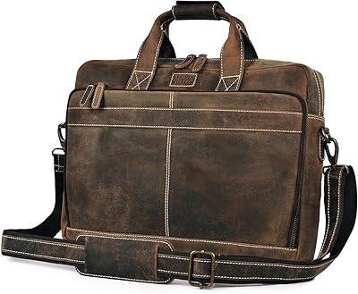 Leather Village 18″ Leather Laptop Messenger Briefcase Bag for Men