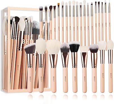 BEILI 30-Piece Pink Vegan Makeup Brush Set