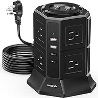 NVEESHOX Surge Protector Power Strip Tower with 8 AC Outlets & 4 USB Ports — image 1