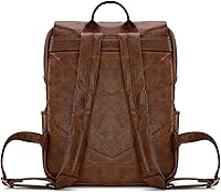 Montana West × Wrangler Brown Leather Laptop Backpack for Women Men — image 3