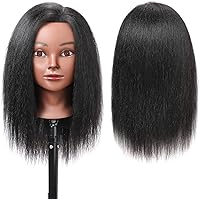 Armmu Mannequin Head with 100% Real Hair - 14″ Black Cosmetology Practice Doll Head — image 2