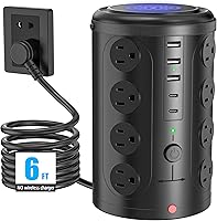 UWIWUTEI Tower Power Strip Surge Protector with 16 Outlets and 5 USB Ports — image 1