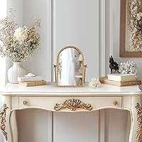 GIFTTROVE Vintage Desk Makeup Mirror, 11.8″L x 7.9″W, Antique Gold — image 7