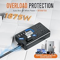 VNJ Outdoor Power Strip with 4AC Outlets + 4USB Ports, 15FT Extension Cord — image 4