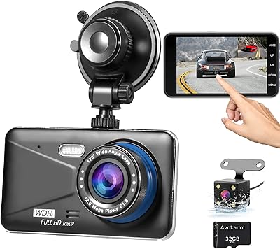 Avokadol Dual Dash Cam with 32GB SD Card