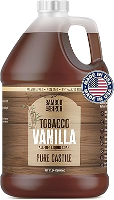 Bamboo & Birch Pure Castile Soap Liquid, Tobacco Vanilla, 64 oz