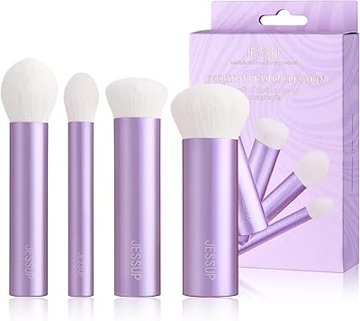 Jessup 4-Piece Face Kabuki Brush Set - Purple T517