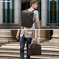 TIDING Men's Leather 15.6 Inch Laptop Backpack Convertible Briefcase — image 7