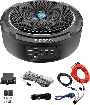 Recoil SL1708 8″ Under Seat Slim Amplified Car Subwoofer