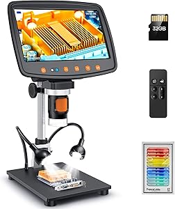 Leipan MS1 Digital Microscope with 7″ LCD Screen, 1500X Magnification