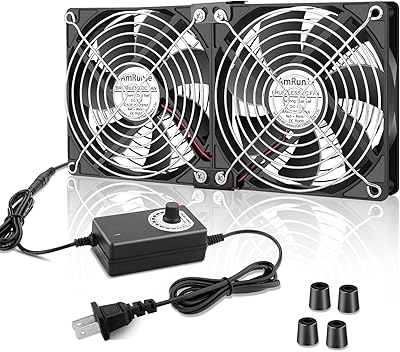 AmRunJe 2X 120mm Computer Fan with AC Plug