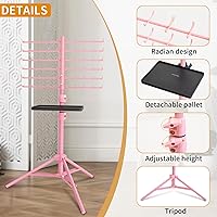 DUHARS 120-Peg Braiding Hair Rack with Tray and Adjustable Stand, Pink — image 6