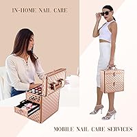 Makeup Train Case Rose Gold with Mirror and Drawer — image 2