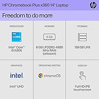 HP Chromebook Plus x360 14-inch Laptop, Intel Core i3-N305, 8GB RAM, 128GB Storage — image 2