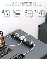 Addtam 15 Ft Surge Protector Power Strip with 6 Outlets and 4 USB Ports — image 3