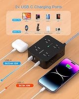 HANYCONY 15 Ft Extension Cord Power Strip with 8 Outlets & 4 USB Ports — image 5