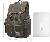 KAUKKO Vintage Casual Canvas and Leather Rucksack Backpack — image 9
