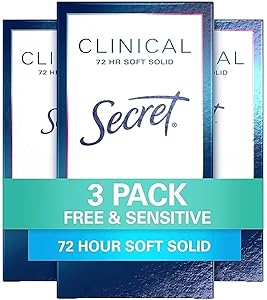 Secret Clinical Strength Antiperspirant Deodorant for Women, Free & Sensitive, 1.6 oz (Pack of 3) Review