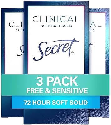 Secret Clinical Strength Antiperspirant Deodorant for Women, Free & Sensitive, 1.6 oz (Pack of 3)