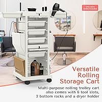 TASALON Salon Trolley Cart with Lock, 6 Lockable Trays, White — image 3