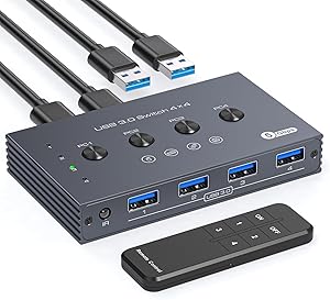 TJCXELE USB 3.0 Switch Selector 4-Port for 4 Computers