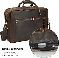 TIDING Men's Leather 15.6 Inch Laptop Backpack Convertible Briefcase — image 5