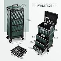 Yueieoun Nail Trolley Cart with 3 Drawers, Dark Green — image 7