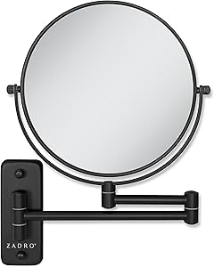 Zadro 7″ Wall Mounted Makeup Mirror with Magnification & Extending Arm, Black Review