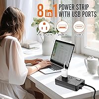 VNJ Outdoor Power Strip with 4AC Outlets + 4USB Ports, 15FT Extension Cord — image 2