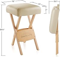 Saloniture Wood Folding Massage Stool, Cream — image 3