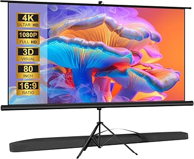 SCREENMAX 80-inch Projector Screen with Stand Tripod