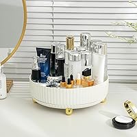 Anyoifax 360 Degree Rotating Makeup Organizer Tray, Large Ivory White — image 2